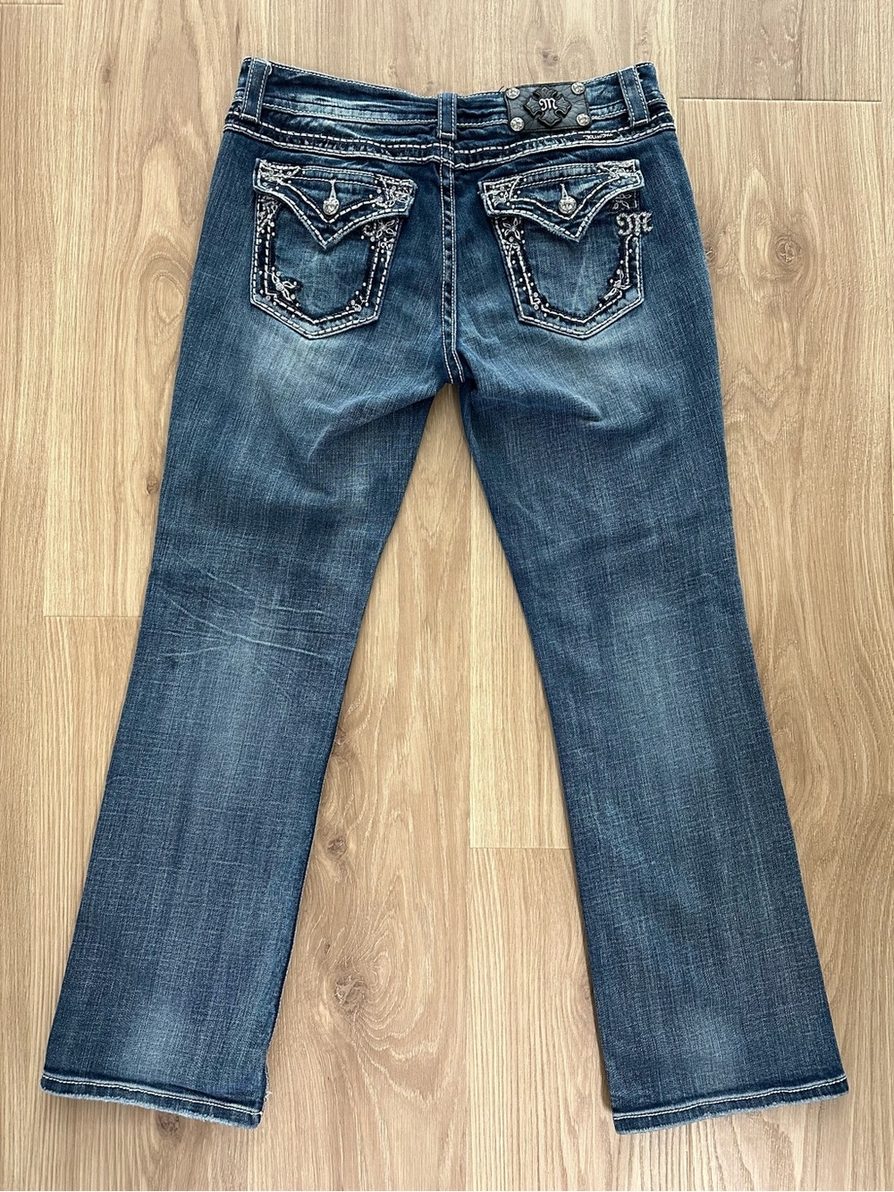 Miss Me Dark Blue Embroidered Boot Cut Jeans